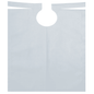 The AMPri patient gown with PE coating, available in various colors and measuring 500 x 600 mm, is a disposable plastic apron with a rounded neck opening and two ties at the top. This patient bib, specially designed for dental procedures, from AMPri Handelsgesellschaft mbH is laid flat on a solid background, showcasing its rectangular shape with PE coating and smooth texture. Each roll contains 80 pieces.