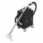 The Arcora Aniko60 spray extraction machine from Arcora International GmbH is a commercial carpet cleaning machine with a black casing, four wheels, a silver rod, and a transparent nozzle - ideal for deep cleaning carpets or upholstery.