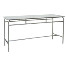The Novocal work and side table features an elegant stainless steel frame and a white solid core worktop. It offers a minimalist style and is practical - ideal as a console table against a white background.