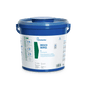 A large blue plastic container with a handle and round lid labeled "Dr. Schumacher DESCO WIPES BUCKET | Pack (6 pieces)" by Dr. Schumacher GmbH, with blue and green instructions for disinfectant wipes for surface cleaning.