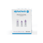 A box of Alphacheck Professional Pen Needle PLUS, various sizes, for insulin injections. The box shows an image of the sterile needles and indicates the size: 0.30 mm (30G) x 5 mm. It contains 100 pieces from Berger Med GmbH.