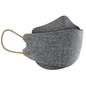 The Altruan designer face mask particle-filtering (FFP2 standard) is shown in blue with a three-dimensional design. It features two beige ear loops and visible seams, embodying a fashionable design while complying with the FFP2 standard for effective protection. The woven fabric enhances durability and comfort.