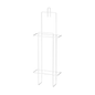 The AMPri TOP-COMFORT holder for hygiene bags from AMPri Handelsgesellschaft mbH is an elegant, minimalist, white wall holder made of wire with a rectangular frame and two horizontal shelves. It features a hook at the top for easy mounting. Its elegant design is complemented by the durable, PVC-coated wire, which enhances both style and utility.