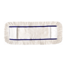 The Arcora First Mop Blue from Arcora International GmbH is a rectangular mop head with white fringe edges, a fabric center, and a thin blue edge, perfect for maintenance cleaning of various floor coverings. Pictured here against a white background.