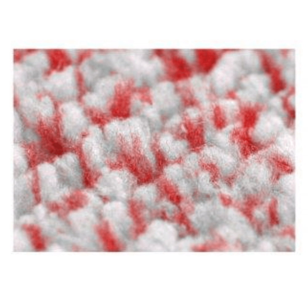 Close-up of the Arcora Micro Red - Fc Without Cover fabric from Arcora International GmbH: soft, fluffy microfiber with white and red pattern - ideal for effective dirt absorption in maintenance cleaning. Available in boxes of 50 pieces.