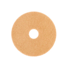 The Arcora Superpad Beige from Arcora International GmbH is a circular floor pad with a center hole, ideal for dry polishing and maintenance cleaning of sensitive floors up to 400 RPM, depicted on a white background.