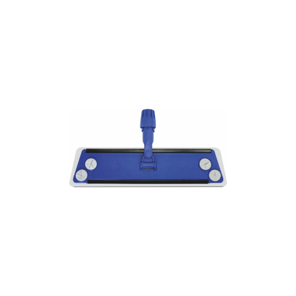 The Arcora Ultra Trapeze Wiper with Foam from Arcora International GmbH is a blue-white, rectangular mop head with a central plastic handle attachment, designed for use with disposable non-woven cloths. Pictured from above on a white background.