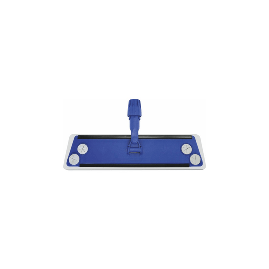 The Arcora Ultra Trapeze Wiper with Foam from Arcora International GmbH is a blue-white, rectangular mop head with a central plastic handle attachment, designed for use with disposable non-woven cloths. Pictured from above on a white background.
