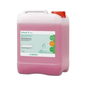 A 5-liter container of B. Braun Softasept® N skin disinfectant, colored, a liquid hand disinfectant known for its virucidal and bactericidal properties. With a red cap and pink liquid, it is labeled with product information and the branding of B. Braun Deutschland GmbH & Co. KG, making it ideal for effective skin disinfection.