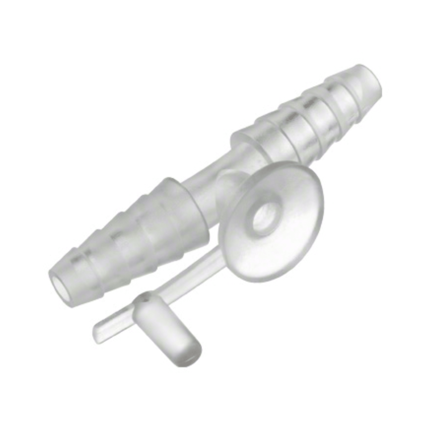The B. Braun fingertip for suction (100 pieces) from B. Braun Deutschland GmbH & Co. KG is a transparent hose connection with barbed ends and a valve handle for fingertip control - ideal for sterile, intermittent suction applications.
