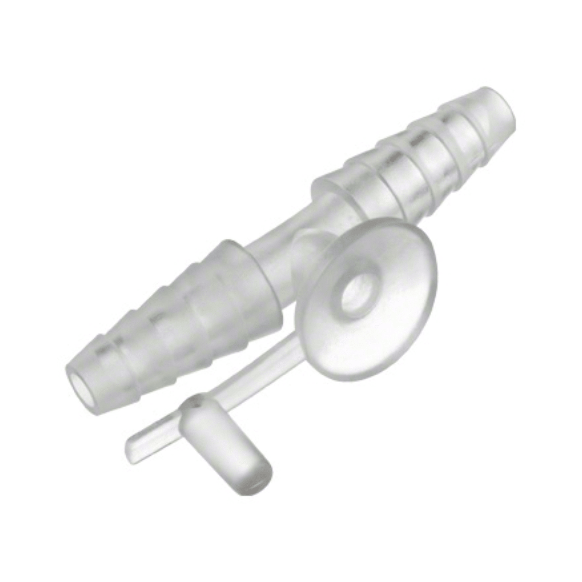 The B. Braun fingertip for suction (100 pieces) from B. Braun Deutschland GmbH & Co. KG is a transparent hose connection with barbed ends and a valve handle for fingertip control - ideal for sterile, intermittent suction applications.