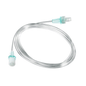 The 200 cm long B. Braun original Perfusor® line type standard is neatly arranged in a loop on the white surface below and features a transparent medical tube with blue connectors at each end. It is likely used for infusion therapy or fluid transfer and comes from B. Braun Deutschland GmbH & Co. KG.