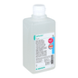 A 500 ml plastic bottle B. Braun Softaskin® Wash Lotion has a white cap and a label with product information in multiple languages. The B. Braun logo and the "Barrier Effect" symbol are clearly visible, guaranteeing the microplastic-free and environmentally friendly nature of the bottle. The brand is B. Braun Deutschland GmbH & Co. KG.