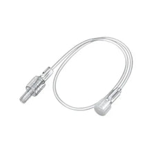 The B. Braun infusion accessory Original Perfusor® line MR features a flexible, translucent connector with a ribbed cylindrical end and a smooth, rounded end, ideal for infusion therapy.