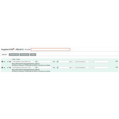 A German WooCommerce B2B interface from Altruan features the "Shopify B2B Order Tool: Order tool with order reminder and customer-specific prices," offering options for quantity, packaging, tax rate, and custom prices; total price: €230.02 for two items.