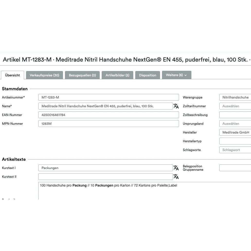 Screenshot of a webpage listing for "Altruan UnitTable Sync: Weclapp Packaging Units and Bill of Materials Generator" on Amazon, including product details like type, size, marketplace.