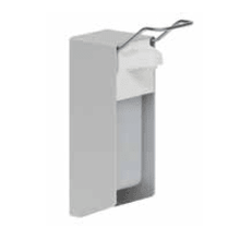 The Novocal disinfectant dispenser wall model, lockable, with metal lever handle and semi-transparent container from Novocal is ideal for wall mounting for soap or disinfectant.
