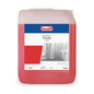 A 10-liter container of Buzil Bucasan® Trendy T 464 intensive fragrance sanitary maintenance cleaner from BUZIL-WERK Wagner GmbH & Co. KG is designed for limescale removal. The label shows a bathroom image, with the product name and pH value clearly visible. This red liquid ensures streak-free shine in your cleaning routine.