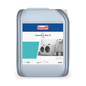 A 10-liter container with Buzil Buz® Laundry Enz 3 L 820, manufactured by BUZIL-WERK Wagner GmbH & Co. KG, is marked with the logo and product details. The label is aimed at professional users and shows images of washing machines as well as information on liquid quantity and pH value. This container with enzyme-containing liquid detergent concentrate has a carrying handle and a cap on top.