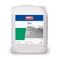 Pictured is a 5-liter canister of the floor cleaner Buzil Corridor® Jewel S 741 high-performance dispersion from BUZIL-WERK Wagner GmbH & Co. KG. The label shows the brand logo, the product name, and an image of a shiny floor. It indicates a pH value of 7.8 and features a PVC suitability symbol, making it ideal for floor coating purposes.