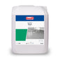 A 10-liter container of the silk matte dispersion Buzil Corridor® Matt S 737, manufactured by BUZIL-WERK Wagner GmbH & Co. KG, is labeled with a semi-matte finish. It features the brand logo, the product name, and an image of floor coverings, with design elements in green and gray completing the appearance.