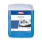 On a blue plastic container with a white-blue label, the 'Buzil Multi Clean G 430 Alkaline Intensive All-Purpose Cleaner' from BUZIL-WERK Wagner GmbH & Co. KG is depicted. The motif of a spotless office desk emphasizes its effectiveness as a powerful cleaner. The container holds 10 liters, making it ideal for removing stubborn dirt on various surfaces.