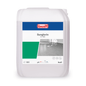 A 10-liter plastic container labeled "Buzil Sunglorin G 145 self-gloss emulsion floor cleaner" from BUZIL-WERK Wagner GmbH & Co. KG contains a floor cleaning solution, ideal for water-resistant coatings, with a floor cleaning image and pH indication.