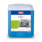 A 10-liter canister of Buzil Vamat® Rinser N DW 45 Rinse Aid, neutral, from BUZIL-WERK Wagner GmbH & Co. KG is an environmentally friendly dishwashing gloss agent. The blue container with a white-green label shows the image of a large kitchen with dishwashers, making it perfect for highly concentrated rinsing in dishwashers.