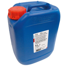 The CWS shower gel is delivered in a blue 5-liter canister with a handle, red screw cap, and a white label with text and barcode - perfect for storing or refilling shower gel.