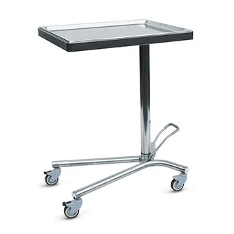 The Novocal operating room side table made of stainless steel features a fixed, removable, and sterilizable shelf - ideal for the operating room as a mobile instrument stand. Package: 1 piece.