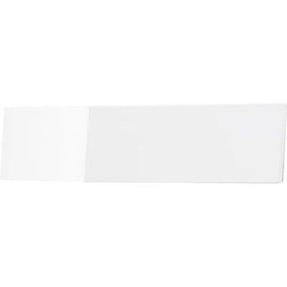 A rectangular white ceramic tile with a glossy surface, photographed on a plain white background. Its smooth, reflective surface is reminiscent of the elegant design of the CWS front panel for Paradise toilet paper by CWS.