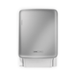 The CWS PureLine Dry from CWS is a silver, wall-mounted dispenser with a small logo near the base. It dispenses individual sheets of white paper towels and promotes hygiene through its simple, sustainable design against a plain background.