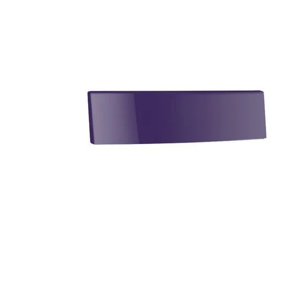 A glossy, dark purple, rectangular block with rounded edges, resembling the CWS front panel for Paradise toilet paper by CWS, is located at the top left on a solid white background.
