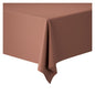 A rectangular table is covered with Dunicel tablecloth rolls (1.18 m x 25 m) from Duni GmbH in plain brown, hanging over the edges – perfect for flexible table decoration at large events against a plain white background.
