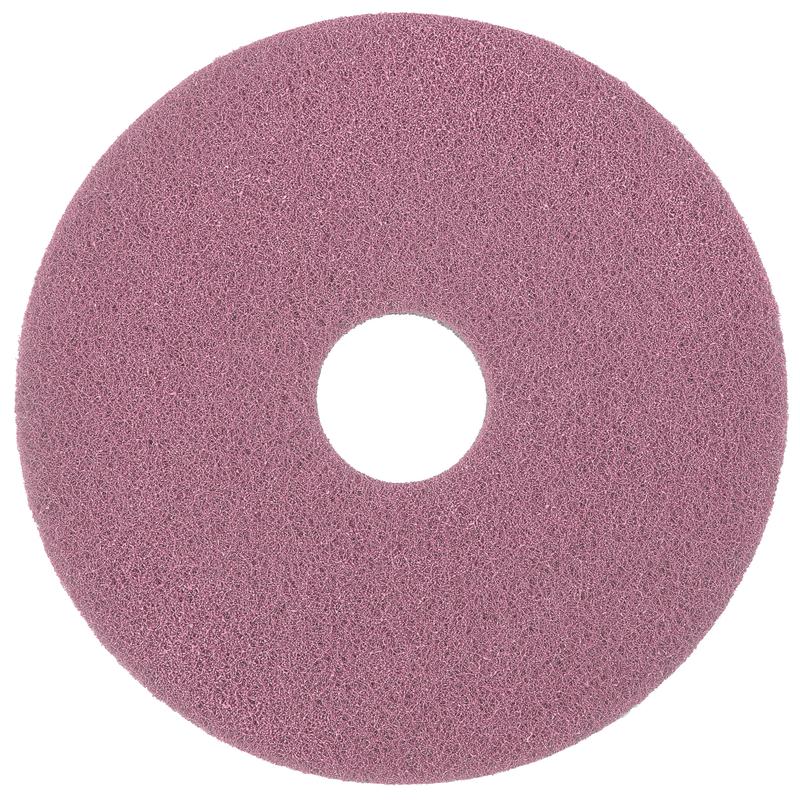 The Diversey Twister Pad Pink for vinyl floors from Diversey Deutschland GmbH & Co. OHG is a round, flat, chestnut-colored pad with a central hole, designed for use with floor cleaning and polishing machines on vinyl floors.