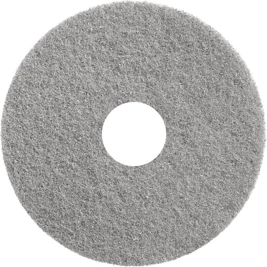 The Diversey Twister Pad Grey from Diversey Deutschland GmbH & Co. OHG is round, gray, has a large central opening and a textured surface - ideal for polishing coated hard floors. Seen from above on a white background.