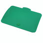 The TASKI lid for 7-liter buckets from Diversey Deutschland GmbH & Co. OHG is suitable for 7- and 12-liter buckets. It has a flat, green plastic design with rounded corners, a raised knob on the edge, and a semicircular tab on top.