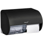 The "Horizontal Double Toilet Paper Roll Holder" from Diversey Deutschland GmbH & Co. OHG is a black wall holder with a transparent bottom that shows two toilet paper rolls and the brand name on the front, with the paper visible in the dispensing slot.