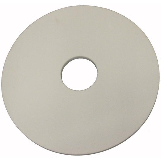 The TASKI WipeOut/Eraser Pad from Diversey Deutschland GmbH & Co. OHG features a smooth, white disc design with a center hole and utilizes advanced eraser technology for effective cleaning.