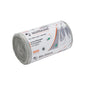 A roll of DEISS First Plus Pcr trash bags 60 liters, 34045 with carrying handle from EMIL DEISS KG (GmbH + Co.) highlights the dimensions and climate-neutral nature in German script. The label with a trash can symbol contains text in English and German. These partially unrolled trash bags contain a PCR content of 40% and are intended for environmentally conscious users.