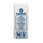 The DEISS hygiene bag 07146, a white disposal bag from EMIL DEISS KG (GmbH + Co.), is made of recycled paper and has a blue text with a cross symbol on the top. It contains detailed instructions in multiple languages, including guidelines for ladies' toilets. A graphic at the bottom advises against flushing sanitary pads or diapers down toilets.