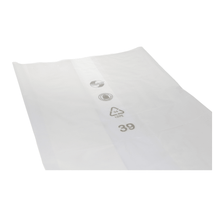 A DEISS 99095 - 900+600x1800x0.06 mm transparent garment cover made from recycled material with folded edges is depicted against a white background. The cover is printed with three logos and a text, including "4 love" and the number "39".