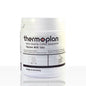 A white plastic container labeled "Thermoplan Thermo Milk Tabs, cleaning tablet for espresso machines | Pack (62 pieces)" from Diversey Deutschland GmbH & Co. OHG, for hygienic cleaning, shows "62 x 7g", "Made in Germany" and multilingual information.