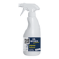 A spray bottle with the mold remover DR.BECHER @home | Bottle (500 ml) from Dr. Becher GmbH. The bottle is white with a blue-yellow-black label, which contains a QR code, the product name, and instructions for use.