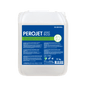 A white 12-kg plastic container with an integrated handle and screw cap contains Dr. Schnell PEROJET smart ECO dish cleaner from DR.SCHNELL GmbH & Co. KGaA, with a blue/green label in German and information about the environmentally friendly dishwashing detergent.