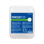 A white 25 kg plastic container of the Dr. Schnell PEROJET smart ECO dish cleaner from DR.SCHNELL GmbH & Co. KGaA, with blue, green, and white graphics. The German label identifies it as a biodegradable, environmentally friendly commercial dishwasher cleaner.
