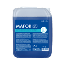 A 20 kg package Dr. Schnell MAFOR smart ECO by DR.SCHNELL GmbH & Co. KGaA, an environmentally friendly blue rinse aid for commercial dishwashers, is provided with product information and instructions in German on the blue label.