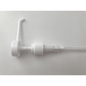 The Dr. Schnell dispenser from DR.SCHNELL GmbH & Co. KGaA is a white dosing aid dispenser made of plastic with a long hose, ribbed collar, and curved nozzle, ideal for dosing cleaning agents. Pictured on a plain white background.