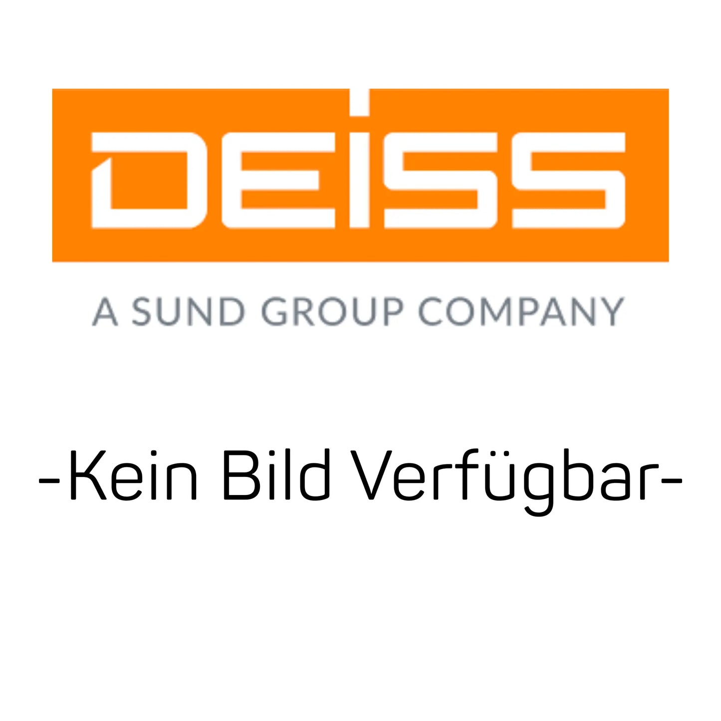 The image shows the logo of EMIL DEISS KG (GmbH + Co.), below it says "A SUND GROUP COMPANY". Below, "-No Image Available-" refers to the DEISS 8001 trash bag dispenser 280x150 mm | carton (200 pieces) for efficient waste disposal.