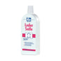 A bottle of Dr. Becher leather soap labeled "Leather Soap" in red and blue, for cleaning and caring for leather items. The bottle is white and bears the logo of Dr. Becher GmbH.